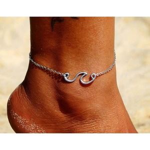 Silver Tone Wave Anklet